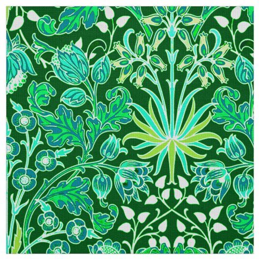 Tissu Copie de jacinthe de William Morris, vert vert (Échantillon)