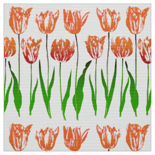 Tissu Copie de jardin de tulipe dans orange et vert de