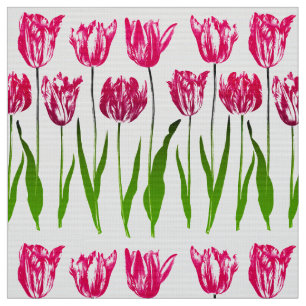 Tissu Copie de jardin de tulipe dans rose et vert