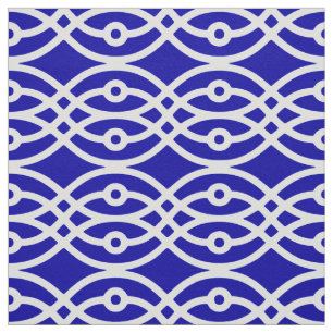 Tissu Copie de kimono, bleu de cobalt et blanc
