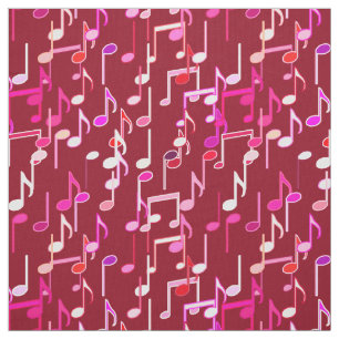 Tissu Copie de notes musicales - Bourgogne, multi