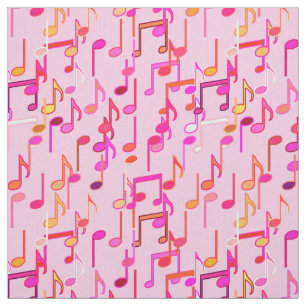 Tissu Copie de notes musicales - rose, multi