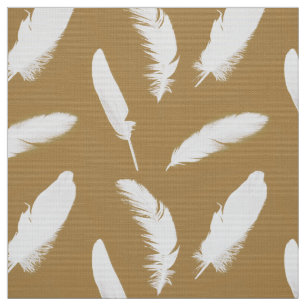 Tissu Copie de plume blanche sur le chameau bronzage