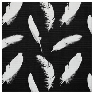 Tissu Copie de plume blanche sur le noir