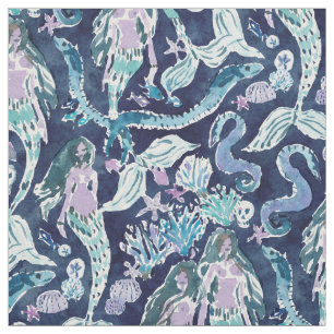 Tissu Copie de sirène d'indigo de VILLE de SIRÈNE