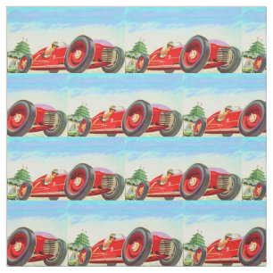 Tissu copie de voiture de course de 1950 rouges