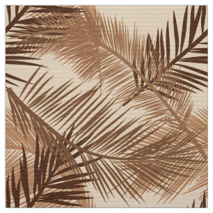Tissu Copie en feuille de palmier, brun foncé, Tan et