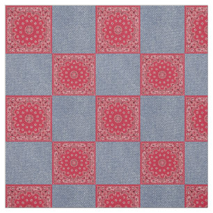 Tissu Copie rouge de Bandana et de denim