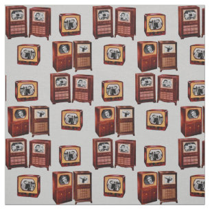 Tissu copie vintage de nouveauté de téléviseurs