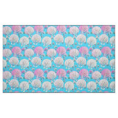Tissu Coques de mer roses et blanches sur turquoise (Fat Quarter)