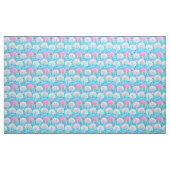 Tissu Coques de mer roses et blanches sur turquoise (Yard)