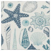 Tissu Coques de mer sur blanc (Fermer)