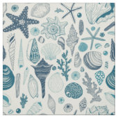 Tissu Coques de mer sur blanc (Échantillon)