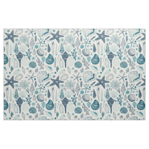 Tissu Coques de mer sur blanc