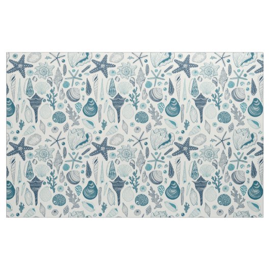 Tissu Coques de mer sur blanc (Fat Quarter)