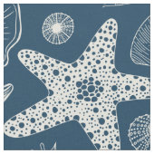 Tissu Coques de mer sur bleu foncé (Fermer)
