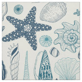 Tissu Coques de mer sur le blanc (Échantillon)