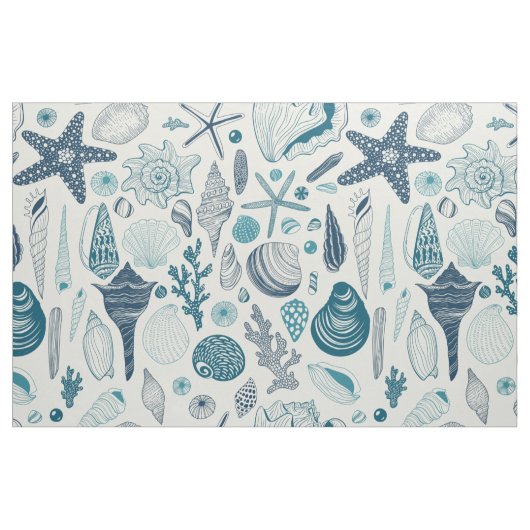 Tissu Coques de mer sur le blanc (Fat Quarter)