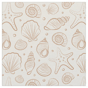 Tissu Coquillage de bord de mer Bohème neutre Crème