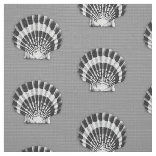 Tissu Coquillage - gris charbon et blanc