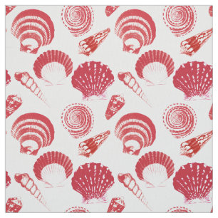 Tissu Coquillages - cinnabar rouge sur un arrière - plan