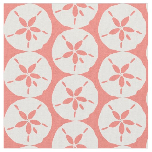 Tissu Coquillages de sable blanc sur corail rose (Fermer)