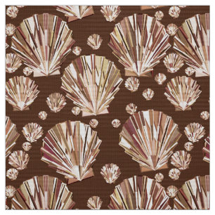Tissu Coquillages géométriques modernes, Tan et Brown fo