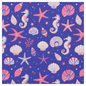 Tissu Coquillages Hippocampes et Étoiles de Mer (Fermer)