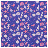 Tissu Coquillages Hippocampes et Étoiles de Mer (Échantillon)