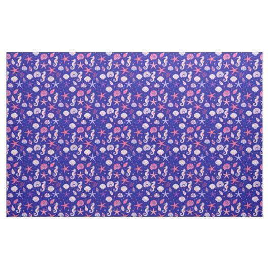 Tissu Coquillages Hippocampes et Étoiles de Mer (Fat Quarter)