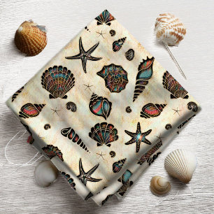 Tissu Coquillages Starfish Aquarelle Rainbow ID782