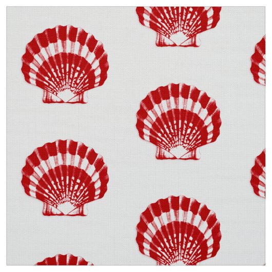 Tissu Coquille marine - rouge profond et blanc (Échantillon)