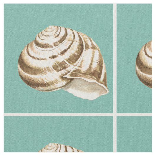 Tissu Coquille striée Sepia sur Turquoise (Fermer)