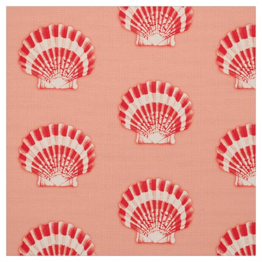 Tissu Coquilles de mer - corail et pêche (Échantillon)