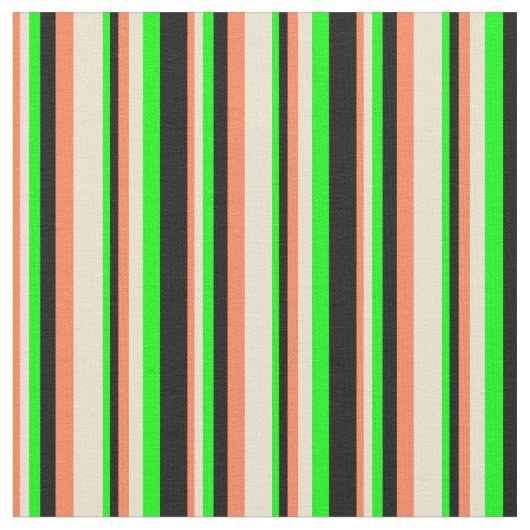 Tissu Corail, Beige, Lime & Grandes Tons Noires (Fermer)
