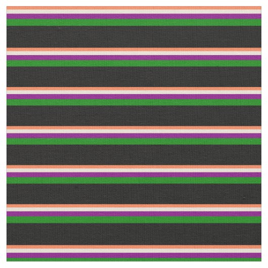 Tissu Corail, bisque, violet, vert et noir (Fermer)