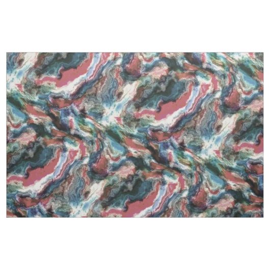 Tissu Corail bleu Turquoise Aquarelle rouge flanquée Mot (Fat Quarter)