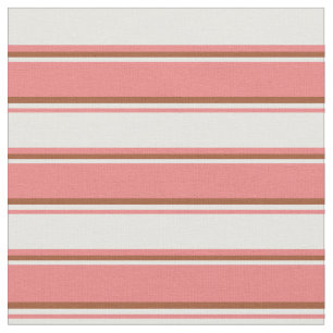 Tissu Corail clair, blanc et silhouettes couleur sienne