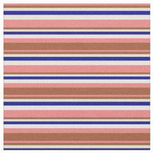 Tissu Corail clair, Sienne, Paruline d'or pâle, Bleu & B