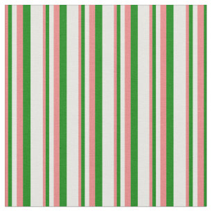 Tissu Corail clair, vert et blanc Motif