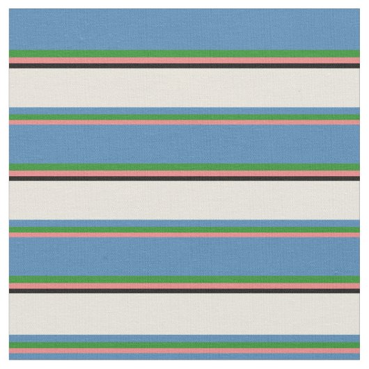 Tissu Corail clair, Vert Forêt, Bleu, Beige & Noir (Fermer)