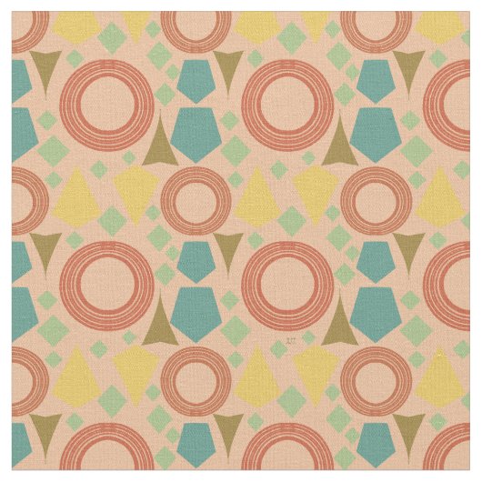 Tissu Corail du milieu du siècle géométrique (Fermer)