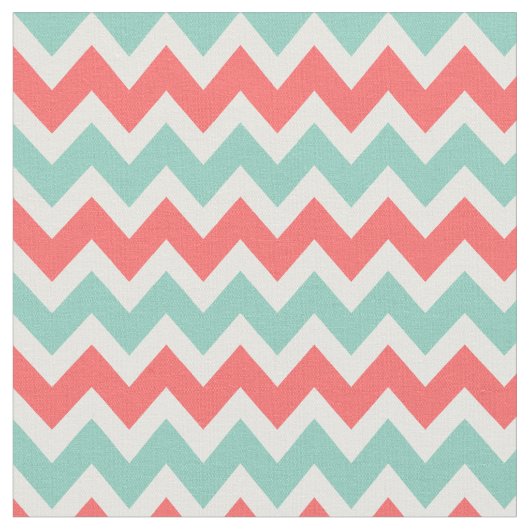 Tissu Corail et Aqua Modern Chevron (Fermer)