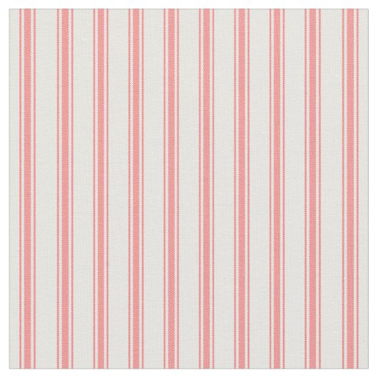 Tissu Corail et Blanc Classic Ticking Stripes (Fermer)