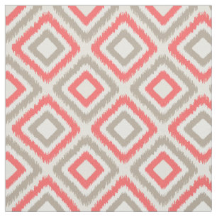 Tissu Corail et brun moderne Ikat motif
