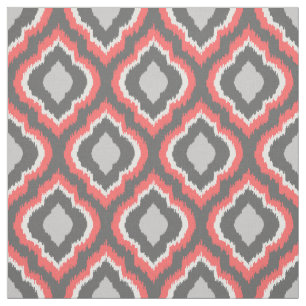 Tissu Corail et gris Ikat marocain