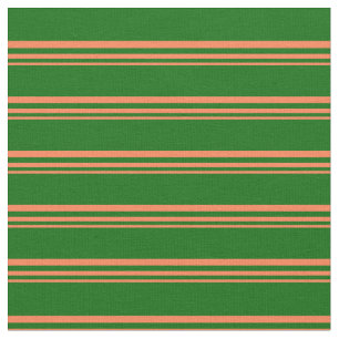 Tissu Corail et vert foncé Motif des rayures