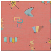 Tissu Corail foncé texturé milieu du siècle moderne (Fermer)