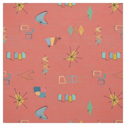 Tissu Corail foncé texturé milieu du siècle moderne (Échantillon)