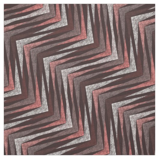 Tissu Corail, gris, motif brun zigzag. (Échantillon)
